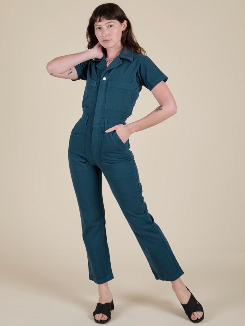 NWOT Big Bud Press Short Sleeve Jumpsuit - Lagoon
